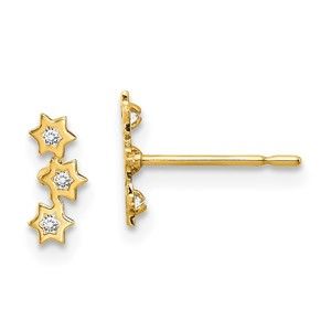14k Yellow Gold Madi K Children's Kids Girls Jewelry Stars CZ Earrings